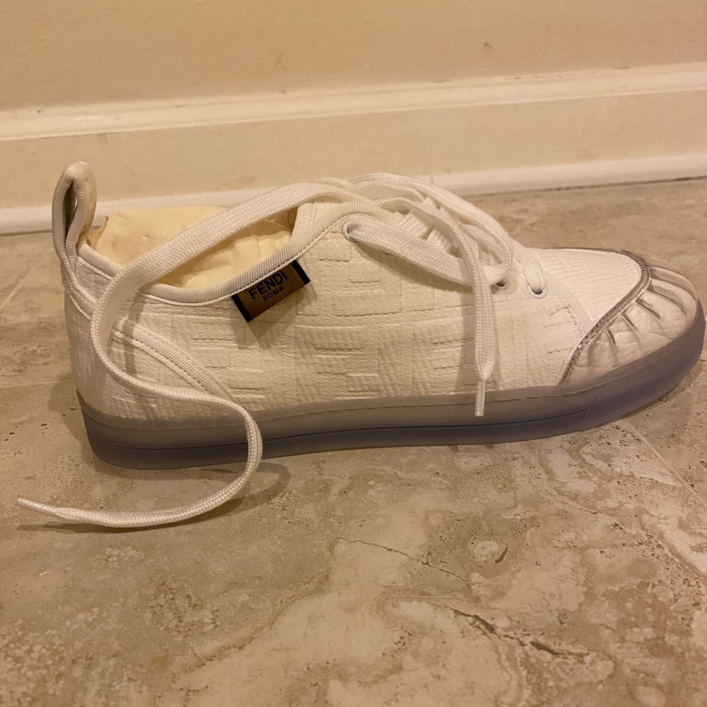 Fendi white canvas sneakers